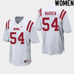Exclusive Caleb Warren #54 White Ole Miss Rebels Women Football Microfiber Jersey - Official NCAA Licensed Collectible 31885-154