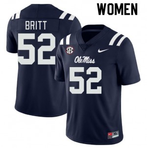 NCAA Fan Favorite: Women Christian Britt #52 Navy Ole Miss Rebels Anti-Odor Football Jersey 84725-991
