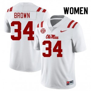 NCAA Fan Favorite: Womens Cooper Brown #34 White Ole Miss Applique Football Jersey 47808-924