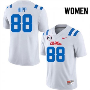Compliance Certified Women Official Dillon Hipp #88 Ole Miss White Football Player Breathable Jersey 39976-580