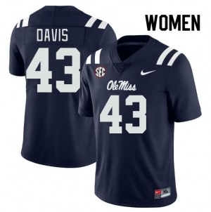 Game-Ready Women Dylan Davis #43 Ole Miss Rebels Navy Player Anti-Odor Football Jersey - Licensed Elite 72860-118