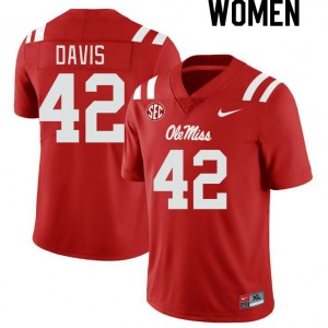 Red Out Essential Women's Dylan Davis Ole Miss Rebels #42 Anti-Odor University Football Jersey 67303-429