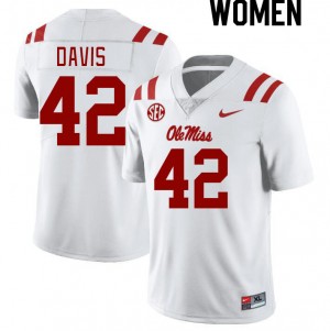 Womens Easy Care Rebels #42 Dylan Davis White Lightweight High School Football Jersey 67494-975