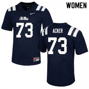 Navy Long-Lasting NCAA Football Jersey - Womens Eli Acker #73 Rebels Iconic (Licensed Official) 39776-920