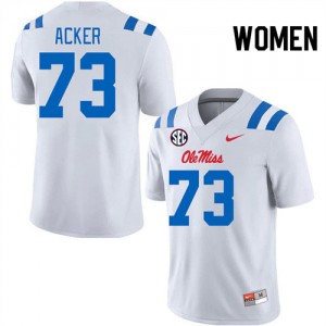 Team-Specific Women's Official Eli Acker #73 Ole Miss White Football University Athletic-Fit Jersey 37619-852
