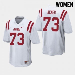 Women's Subtle Ole Miss Rebels #73 Eli Acker White Double-Stitched University Football Jersey 78268-546