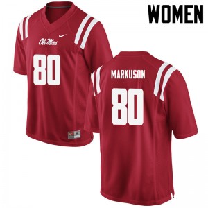 Game-Ready Womens Elliot Markuson #80 Ole Miss Rebels Red College Double-Stitched Football Jersey - Licensed Elite 92365-145