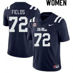 Iconic Navy Women's Football Ethan Fields #72 Rebels High School Long-Lasting Jersey 43278-668