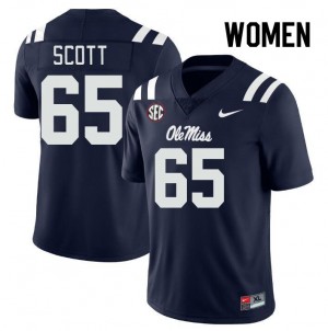 Exclusive Gerquan Scott #65 Navy Ole Miss Women's Football Athletic-Fit Jersey - Official NCAA Licensed Collectible 58654-534