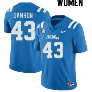 Powder Blue Out Essential Womens Jack Damron Ole Miss #43 Athletic-Fit Player Football Jersey 21161-967