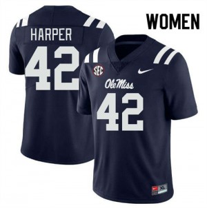 Navy Breathable High School Football Jersey - Women Jack Harper #42 Ole Miss Compliance Certified (Licensed Official) 21708-914