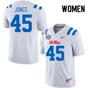 Team-Issued Women Jackson Jones #45 Ole Miss Rebels White Microfiber College Football Jersey - Premium Licensed NCAA Gear 79975-394