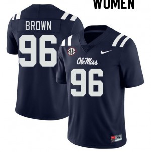 Exclusive Jamarious Brown #96 Navy Ole Miss Rebels Women Football Microfiber Jersey - Official NCAA Licensed Collectible 85340-203