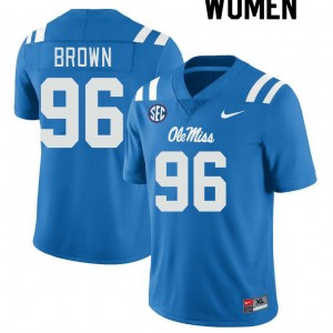 Iconic Women's Jamarious Brown #96 Rebels Powder Blue Long-Lasting High School Football Jersey - Premium Licensed NCAA Gear 74279-578