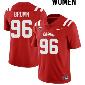 Red Athletic-Fit Player Football Jersey - Womens Jamarious Brown #96 Ole Miss Team-Specific (Licensed Official) 45703-695