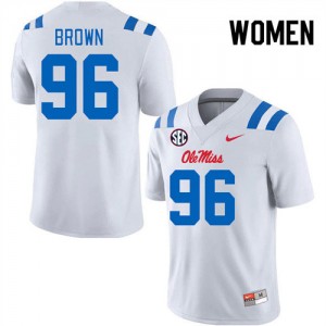 NCAA Fan Favorite: Women's Jamarious Brown #96 White Ole Miss Athletic-Fit Football Jersey 85507-111
