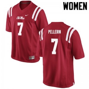 Red Breathable NCAA Football Jersey - Women Jason Pellerin #7 Ole Miss Compliance Certified (Licensed Official) 35816-539