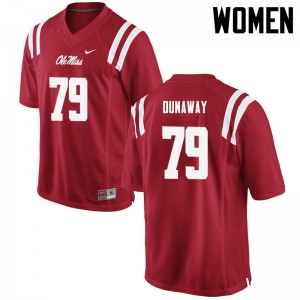 Team-Issued Womens Jim Dunaway #79 Ole Miss Rebels Red Microfiber University Football Jersey - Premium Licensed NCAA Gear 13430-955