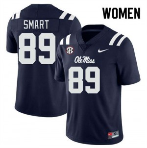 Women #89 Jordan Smart Rebels Navy NCAA Lightweight Football Jersey - Authentic NCAA 20656-169