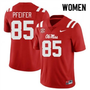 NCAA Fan Favorite: Women's Joshua Pfeifer #85 Red Ole Miss Applique Football Jersey 72532-489