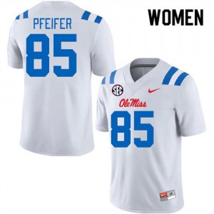 Game-Ready Women's Joshua Pfeifer #85 Ole Miss White University Breathable Football Jersey - Licensed Elite 28343-107
