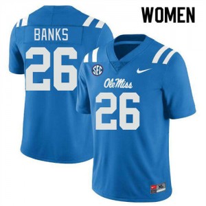 NCAA Fan Favorite: Women Katrevrick Banks #26 Powder Blue Ole Miss Rebels Microfiber Football Jersey 91244-421