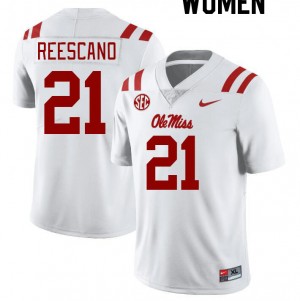 Game-Ready Women Kedrick Reescano #21 Ole Miss Rebels White College Anti-Odor Football Jersey - Licensed Elite 32853-311