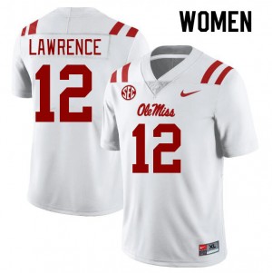 Game-Ready Women Key Lawrence #12 Rebels White College Long-Lasting Football Jersey - Licensed Elite 15645-890