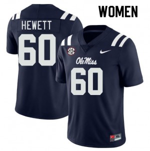 Navy Athletic-Fit Player Football Jersey - Women Lane Hewett #60 Ole Miss Team-Specific (Licensed Official) 33757-606