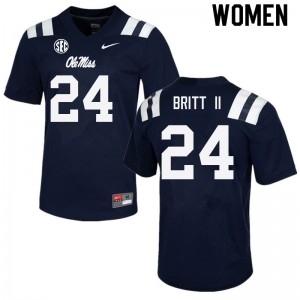 Easy Care Navy Women Football Marc Britt II #24 Rebels Player Lightweight Jersey 87355-507