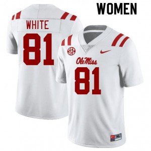 Easy Care Womens Official Noreel White #81 Rebels White Football College Lightweight Jersey 64799-384