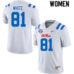 Women's Team-Specific Ole Miss #81 Noreel White White Athletic-Fit High School Football Jersey 50218-900