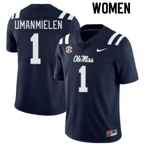 Team-Specific Navy Women Football Princely Umanmielen #1 Ole Miss High School Athletic-Fit Jersey 66860-678