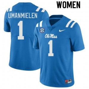 Game-Ready Women's Princely Umanmielen #1 Ole Miss Rebels Power Blue Player Double-Stitched Football Jersey - Licensed Elite 36988-105
