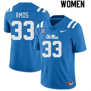 Powder Blue Out Essential Women Rashad Amos Rebels #33 Chain-Stitched High School Football Jersey 83376-571