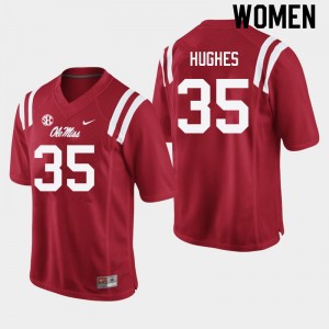 Red Out Essential Womens Reginald Hughes Rebels #35 Lightweight High School Football Jersey 69010-381