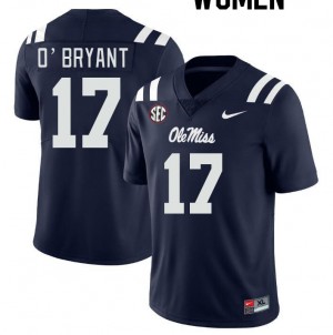 Womens Easy Care Rebels #17 Richard O'Bryant Navy Lightweight High School Football Jersey 70558-926