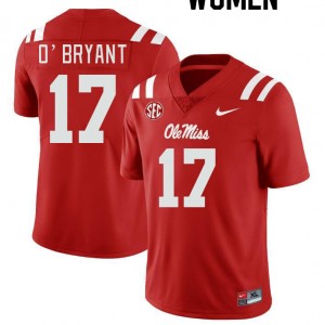 NCAA Fan Favorite: Women's Richard O'Bryant #17 Red Ole Miss Rebels Microfiber Football Jersey 75148-578