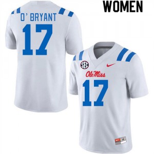 Womens #17 Richard O'Bryant Ole Miss White NCAA Applique Football Jersey - Authentic NCAA 57382-455