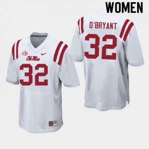 White Out Essential Women Richard O'Bryant Ole Miss #32 Applique Player Football Jersey 83034-799