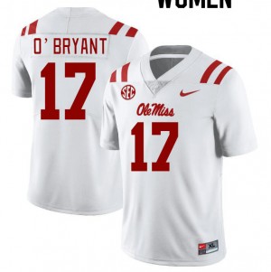 #17 Rebels Iconic Womens Richard O'Bryant White College Long-Lasting Football Jersey - Authentic Licensed NCAA 74818-532