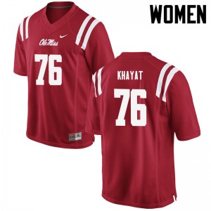 NCAA Fan Favorite: Women's Robert Khayat #76 Red Ole Miss Applique Football Jersey 66576-905