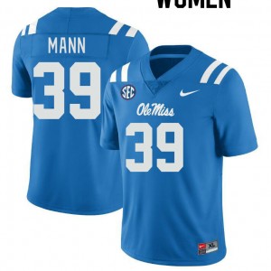 Women #39 Skielar Mann Ole Miss Rebels Powder Blue High School Anti-Odor Football Jersey - Authentic NCAA 61287-364