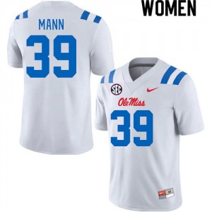 #39 Ole Miss Team-Specific Womens Skielar Mann White NCAA Athletic-Fit Football Jersey - Authentic Licensed NCAA 52596-293