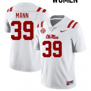 Compliance Certified Womens Skielar Mann #39 Ole Miss White Breathable NCAA Football Jersey - Premium Licensed NCAA Gear 14722-776