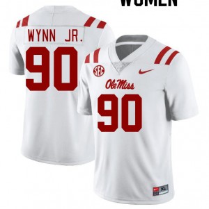Iconic Womens Stephon Wynn Jr. #90 Rebels White Long-Lasting College Football Jersey - Premium Licensed NCAA Gear 62771-359