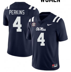 Collectible Navy Womens Football Suntarine Perkins #4 Ole Miss College Applique Jersey 39334-255