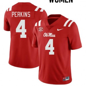 Women's #4 Suntarine Perkins Rebels Red High School Lightweight Football Jersey - Authentic NCAA 65079-815
