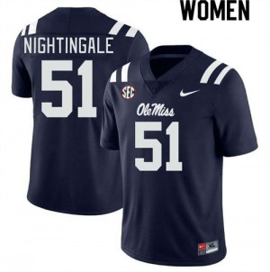 Navy Out Essential Women Trey Nightingale Rebels #51 Lightweight University Football Jersey 29390-449