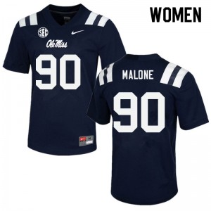 Navy Athletic-Fit University Football Jersey - Women Tywone Malone #90 Ole Miss Team-Specific (Licensed Official) 51173-362